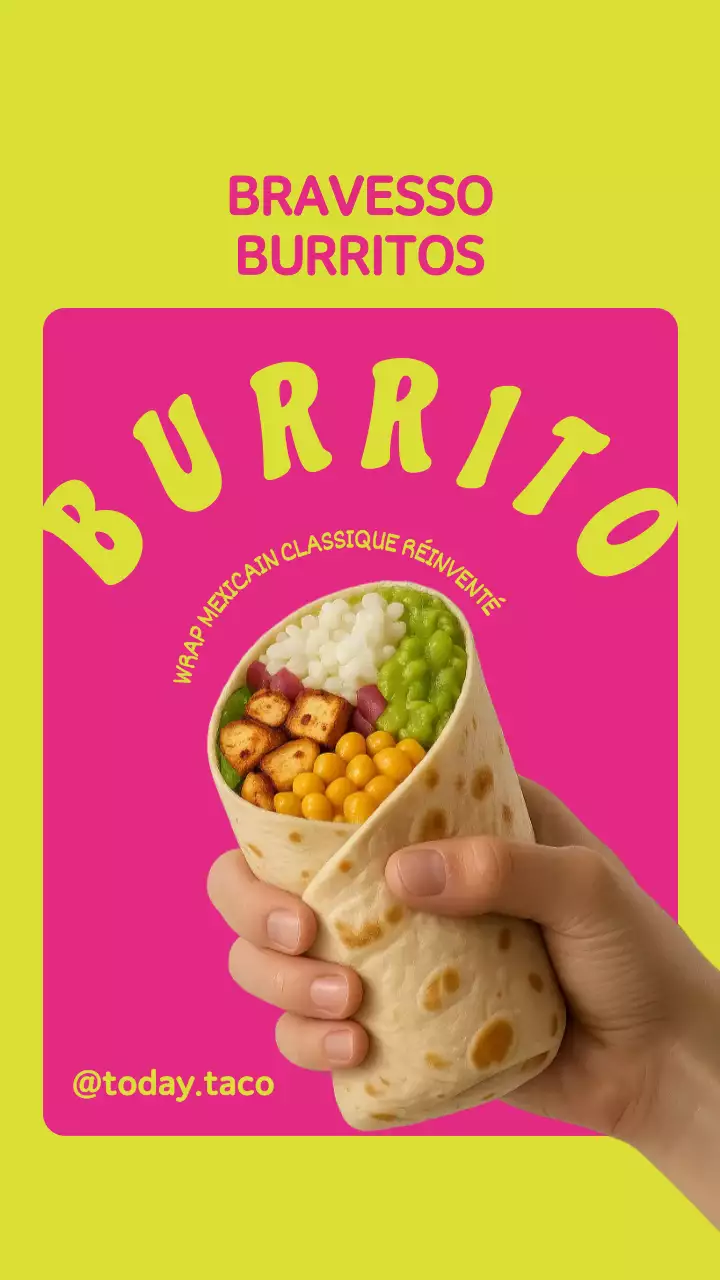 Histoire Instagram de promotion du burrito rétro jaune