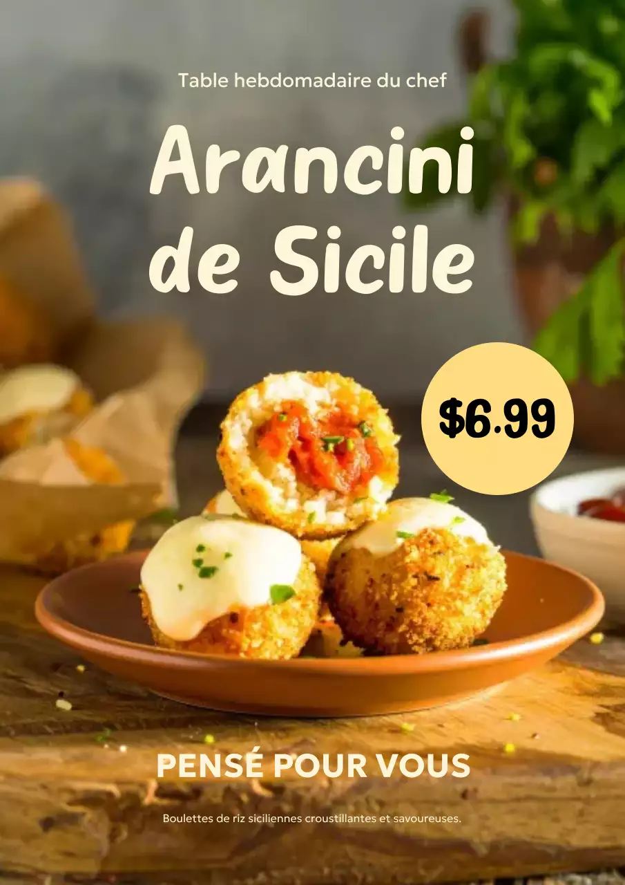 Affiche publicitaire rustique beige pour aliments