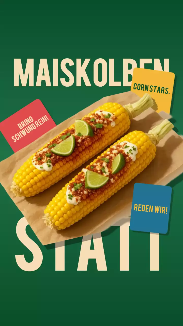 Grüne Retro-Food-Werbung auf Instagram
