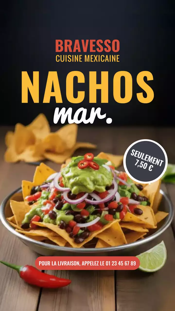 Histoire Instagram de la promotion des nachos rustiques bruns
