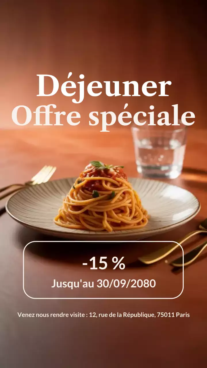 Publication Instagram pour la promotion d'un déjeuner élégant et beige