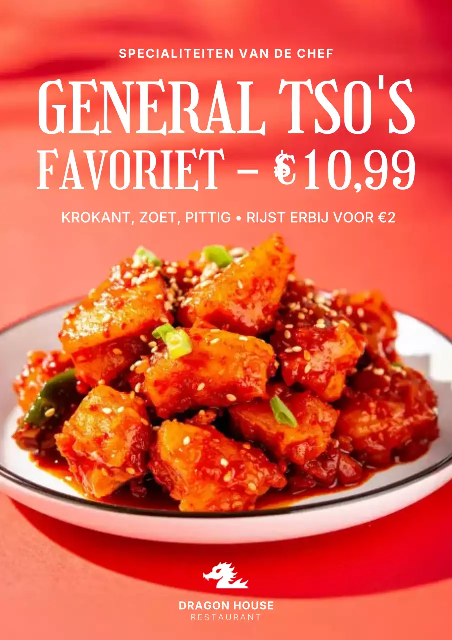 Rode moderne voedselreclameposter