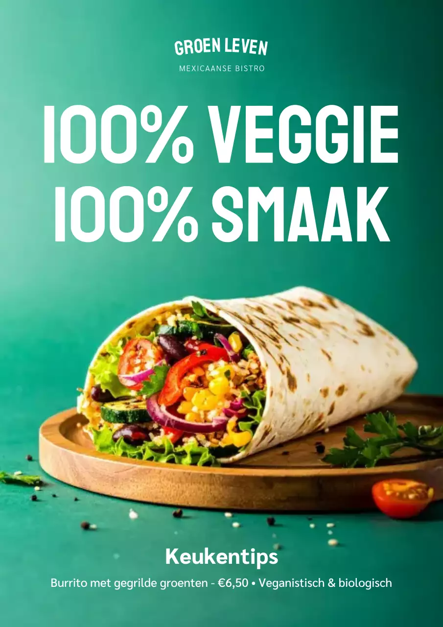 Promotieposter voor het Groene Moderne Veggie Menu