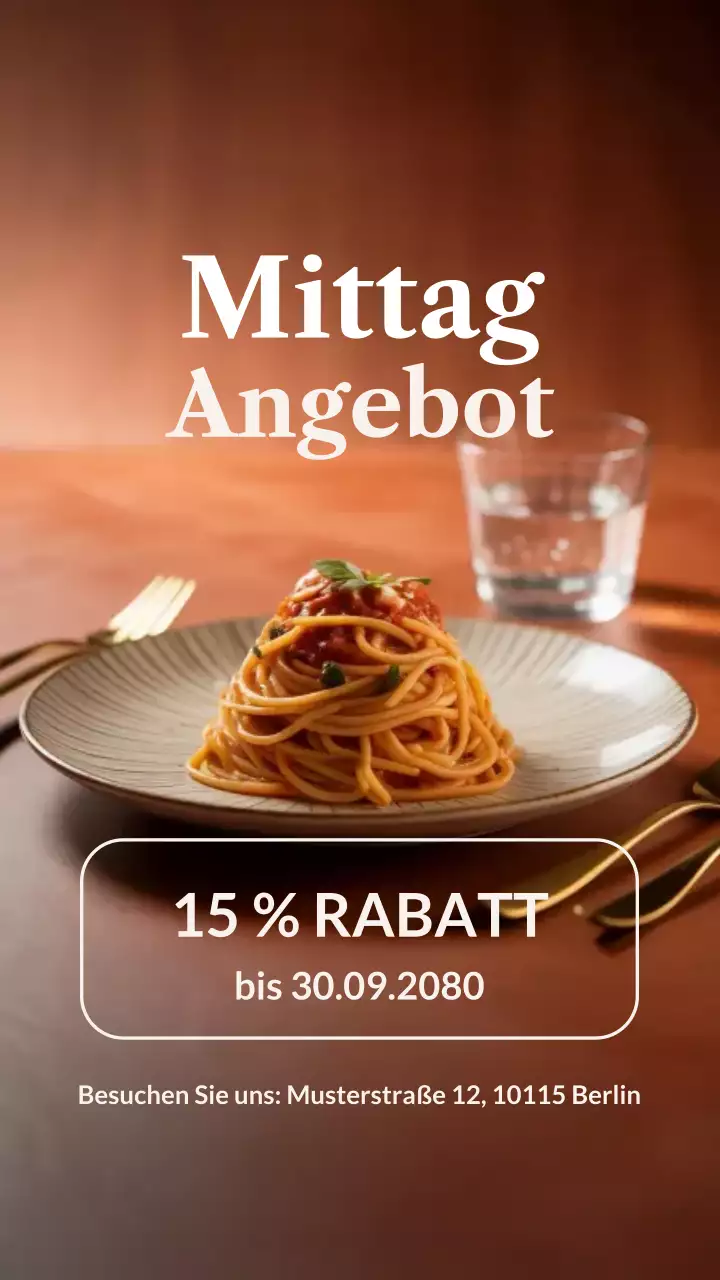 Instagram-Post zur Förderung des eleganten Mittagessens in Beige