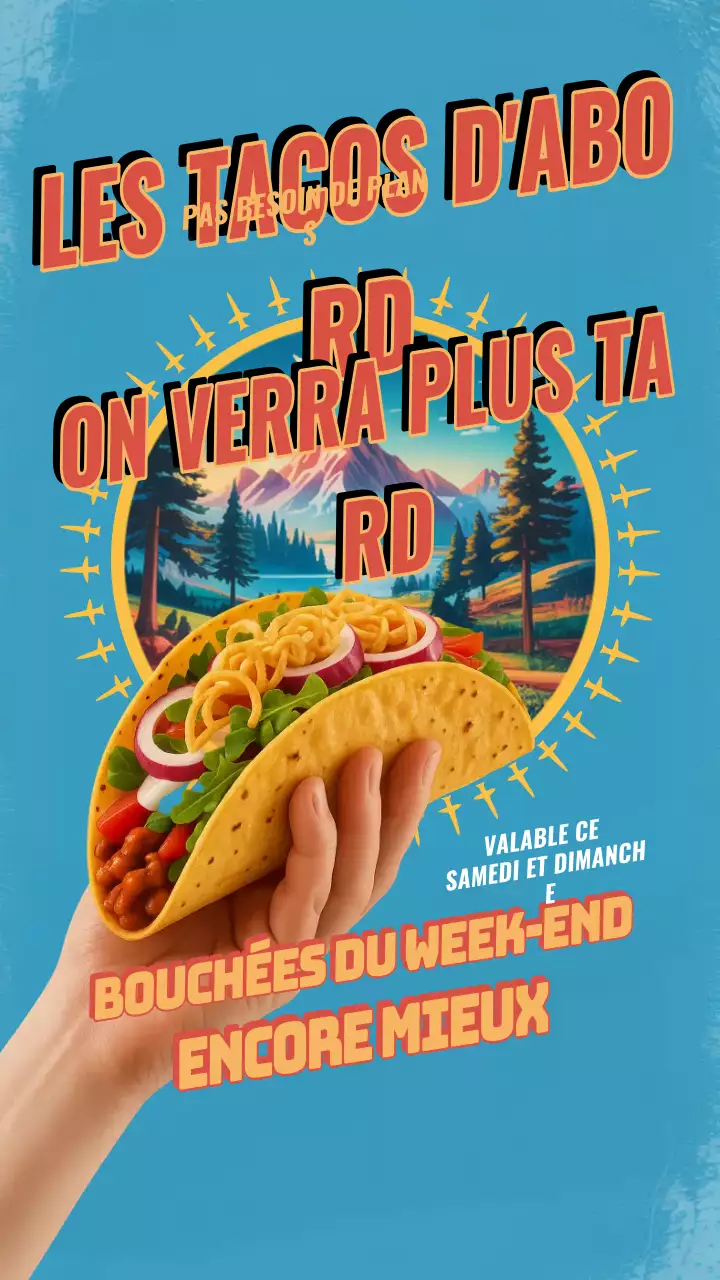 Histoire Instagram de la promotion du taco rétro bleu