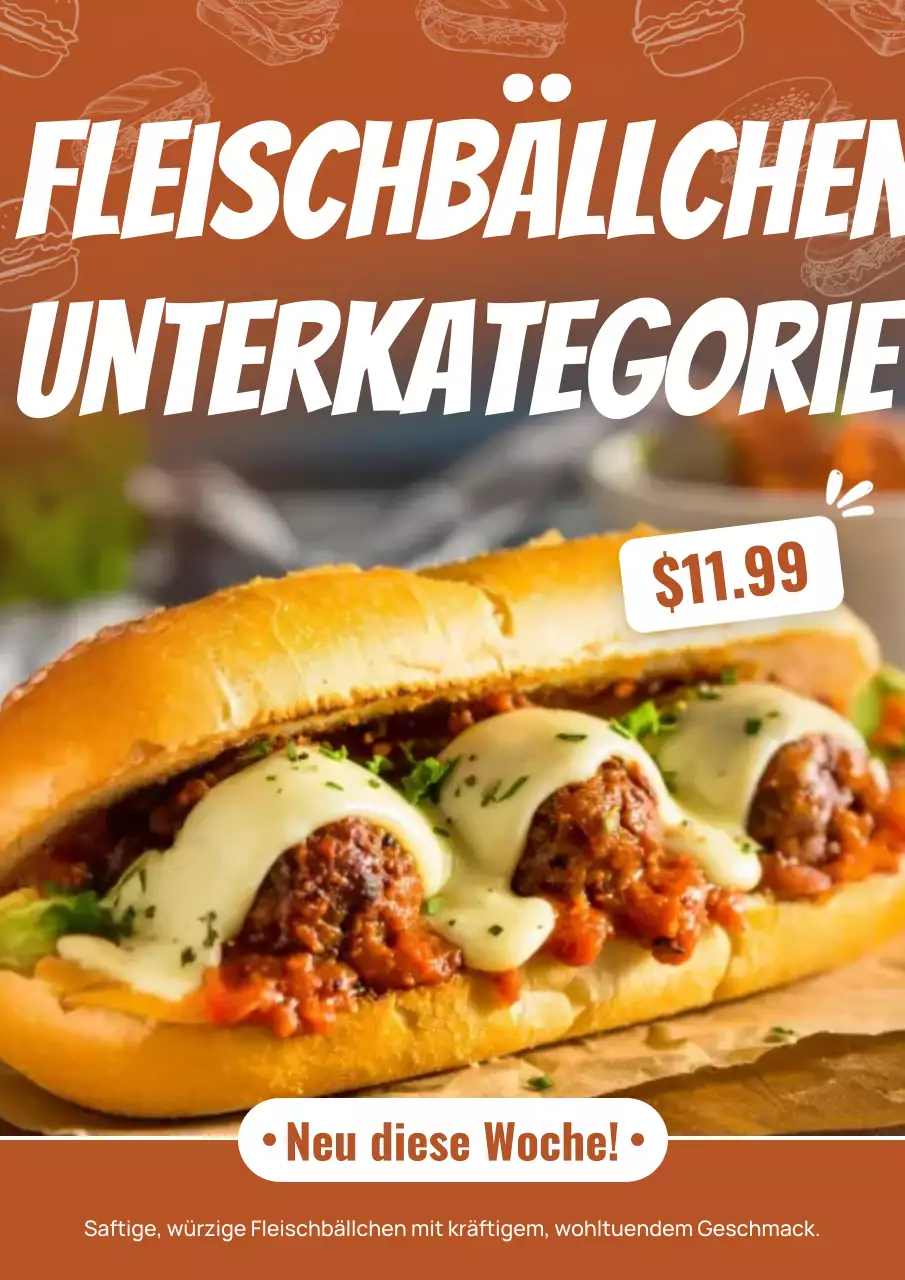 Orange Bold Sandwich Werbeplakat