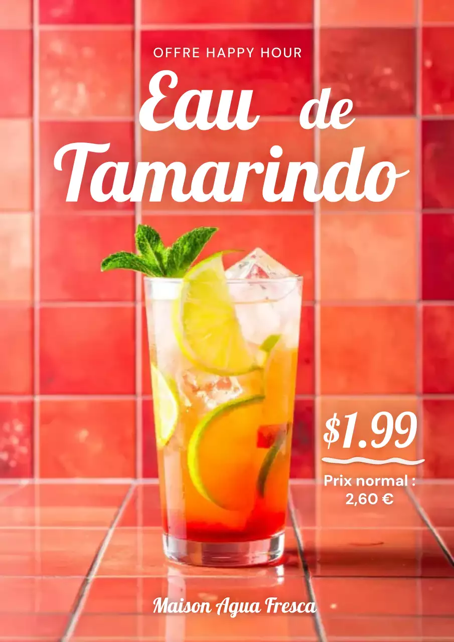 Affiche publicitaire de boissons modernes rouges