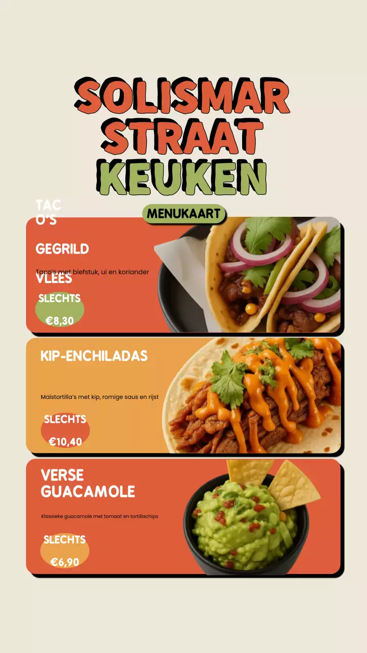 Instagramverhaal van Orange Rustic Food Menu