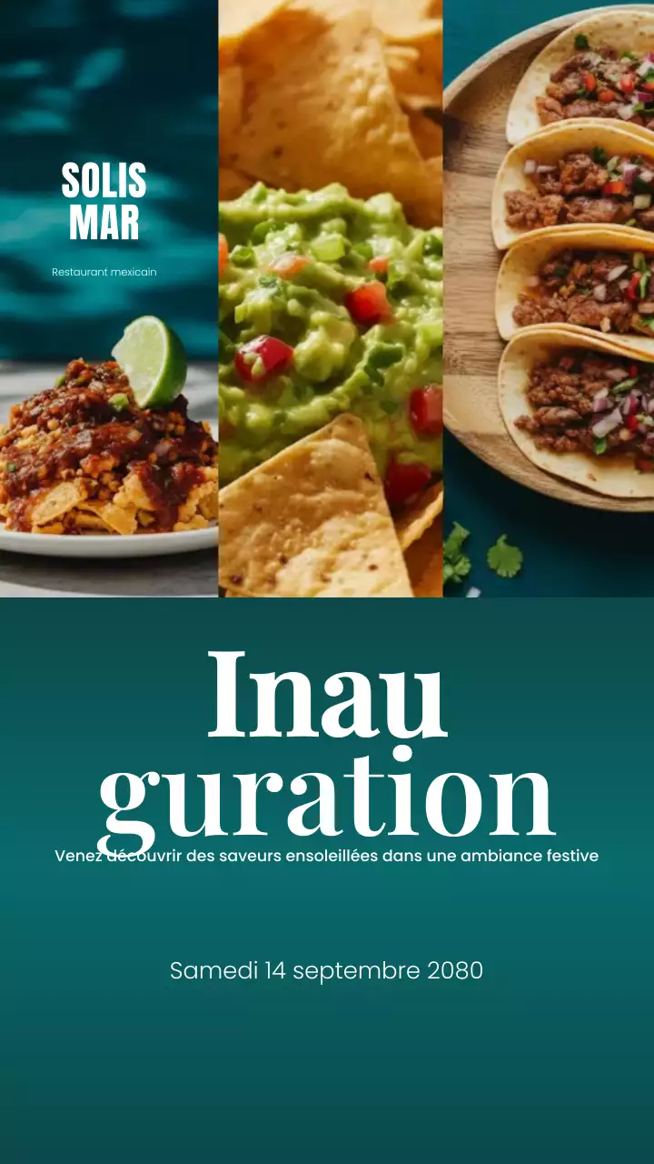 Histoire Instagram de promotion du restaurant Teal Modern