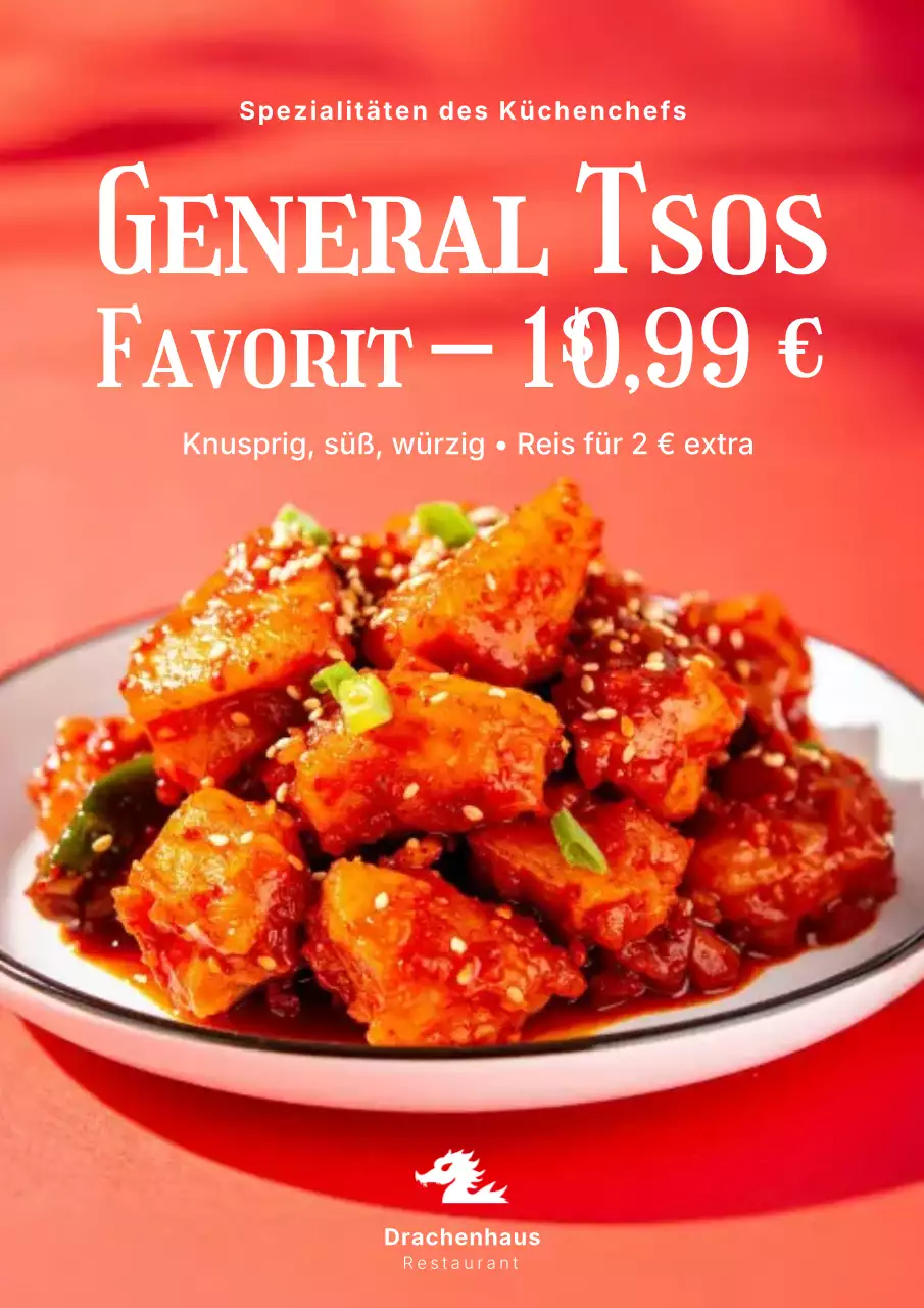 Rotes modernes Lebensmittelwerbungsplakat