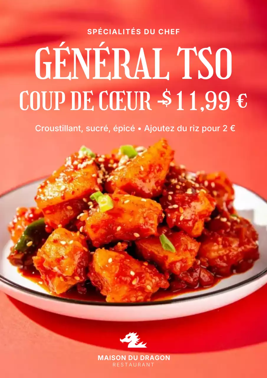 Affiche publicitaire rouge pour une cuisine moderne