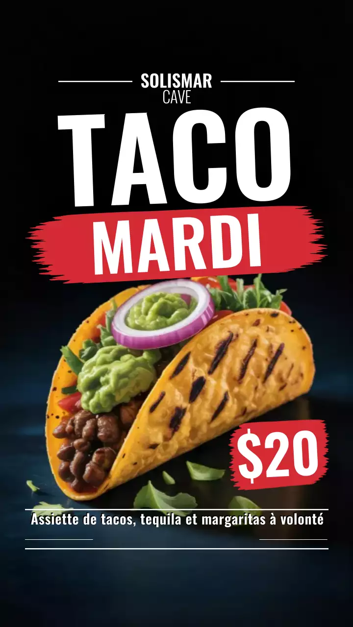 Histoire Instagram de la promotion du taco Black Bold