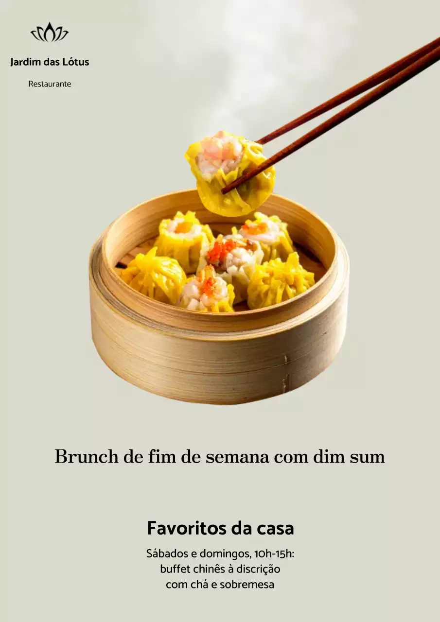 Pôster de menu tradicional de dim sum bege
