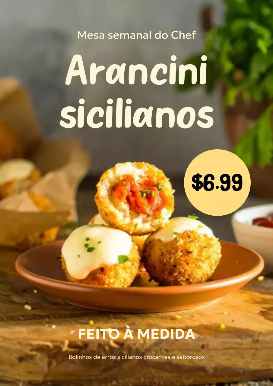 Cartaz de propaganda de comida rústica bege