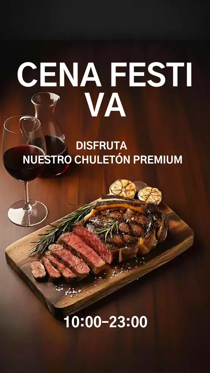 Publicación de Instagram del anuncio de cena rústica marrón