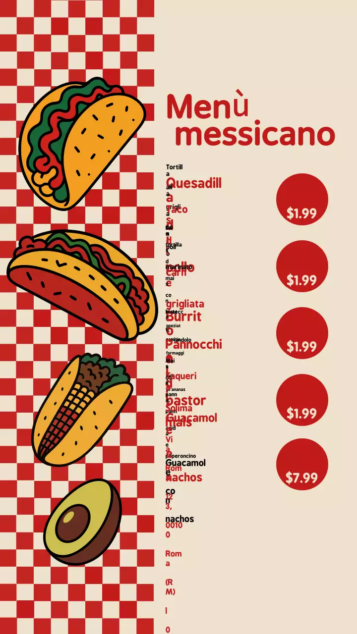 Storia di Instagram del menu messicano retrò rosso