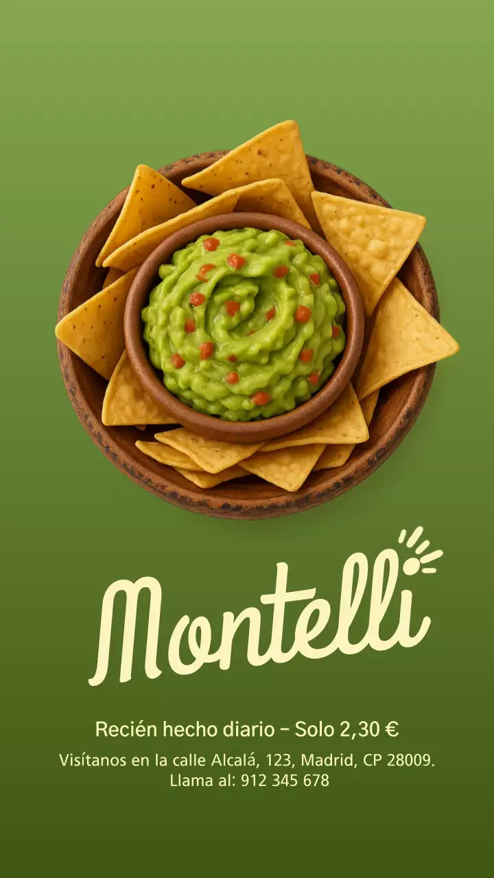 Anuncio de guacamole rústico verde en Instagram