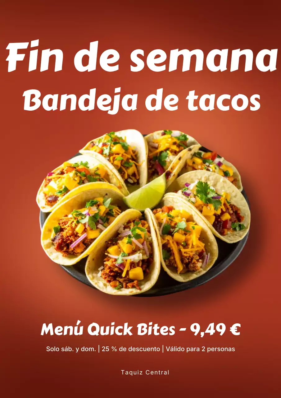 Póster promocional del menú de Orange Bold Taco