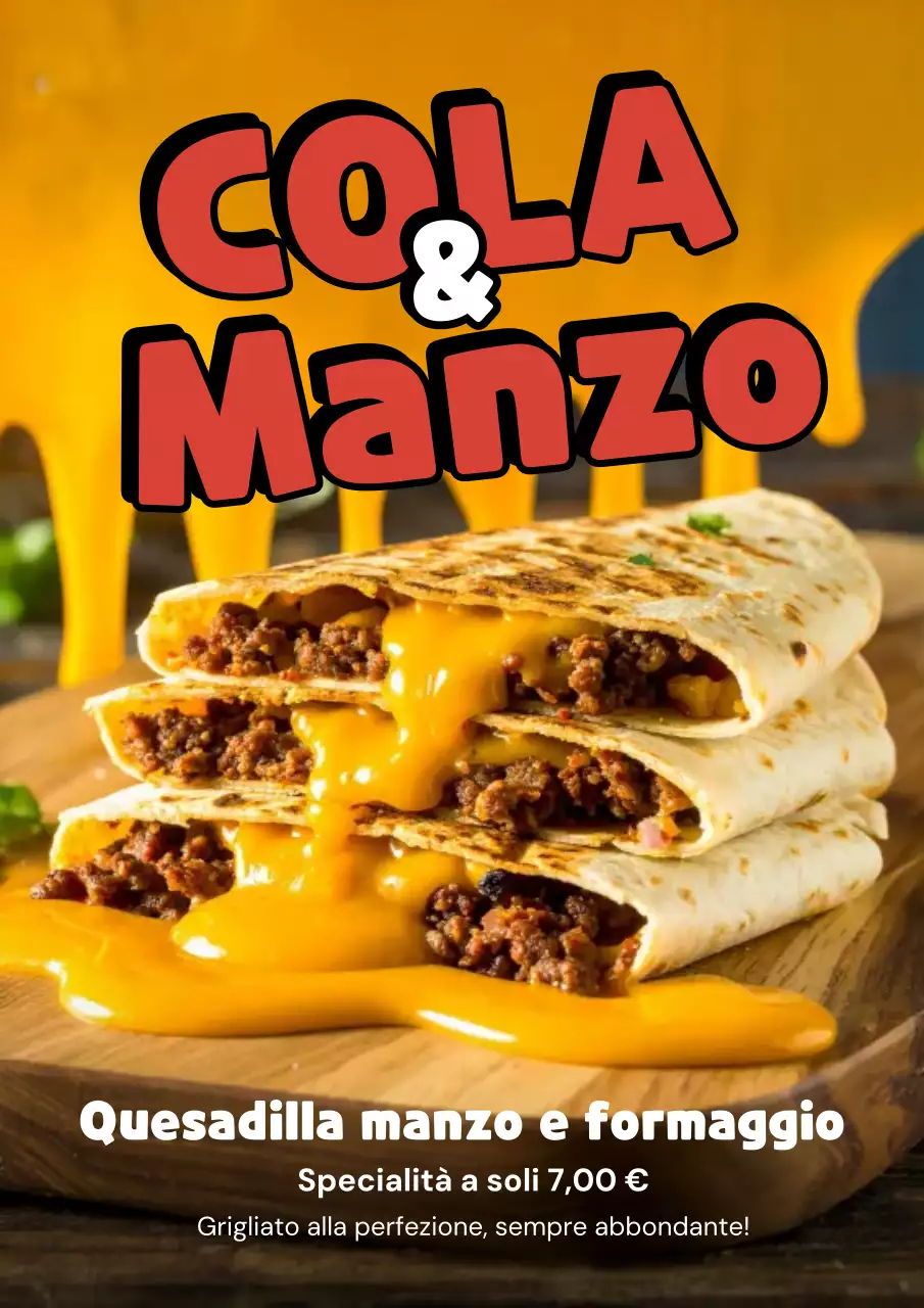 Poster promozionale della quesadilla gialla in grassetto