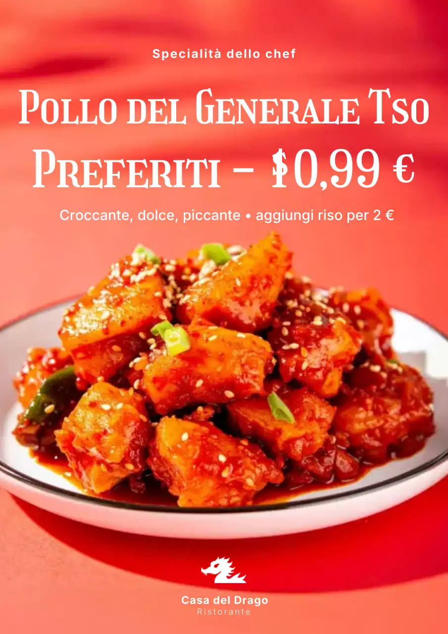 Manifesto pubblicitario di cibo moderno rosso