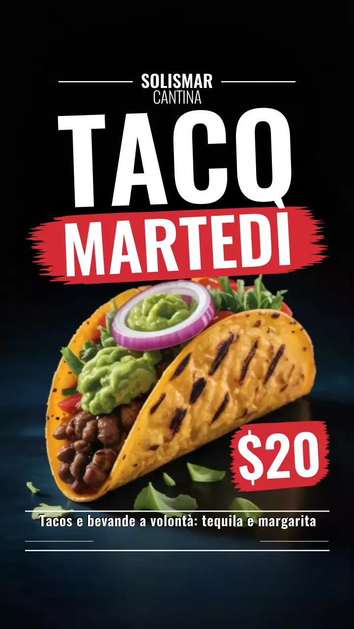 Storia di Instagram della promozione Black Bold Taco