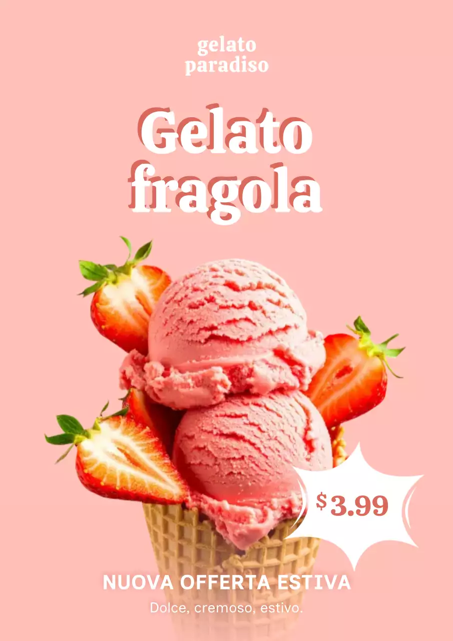 Poster promozionale di dessert alla moda rosa