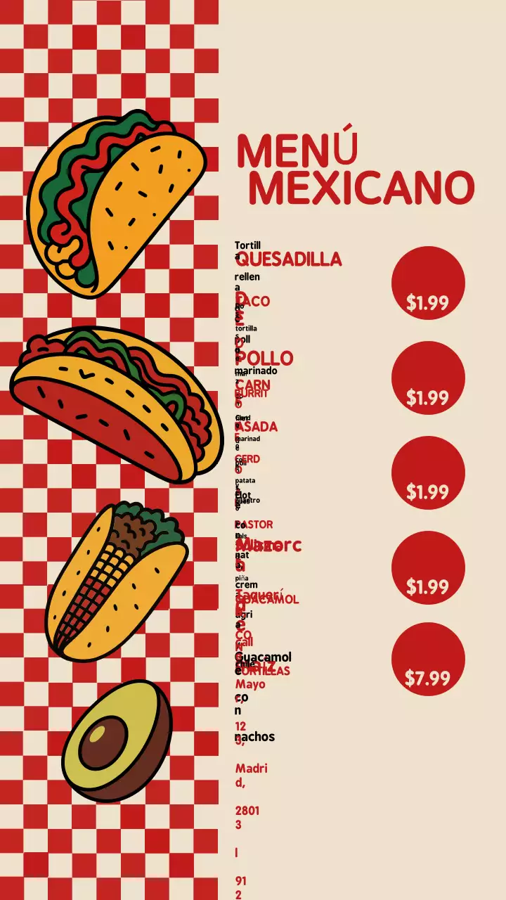 Historia de Instagram del menú mexicano Red Retro