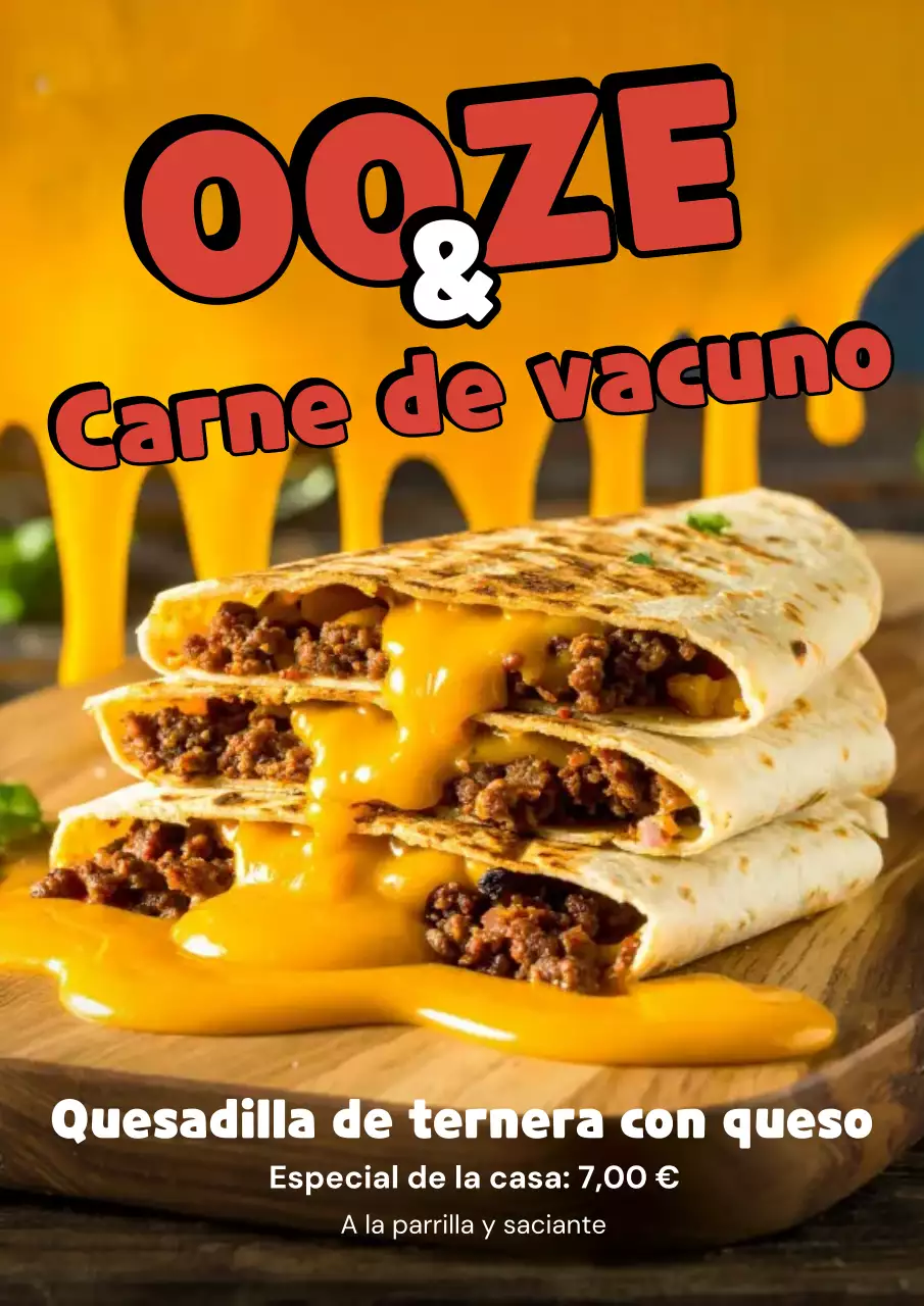 Cartel promocional de quesadilla amarilla atrevida