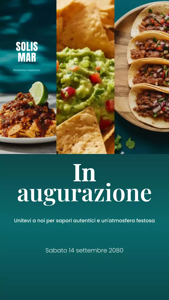 Storia di Instagram della promozione del ristorante Teal Modern