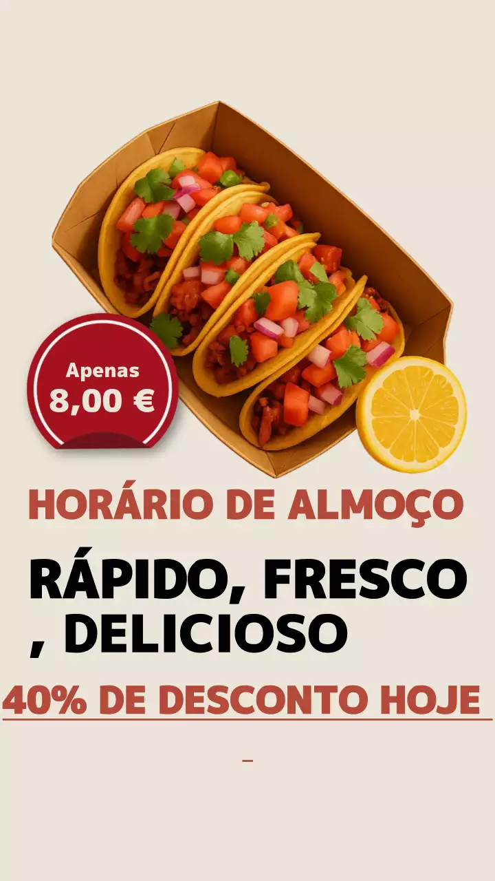 História do Instagram de promoção de comida moderna bege