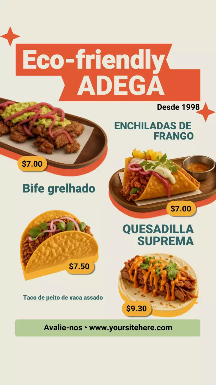 História do Instagram para promoção do menu moderno da Orange