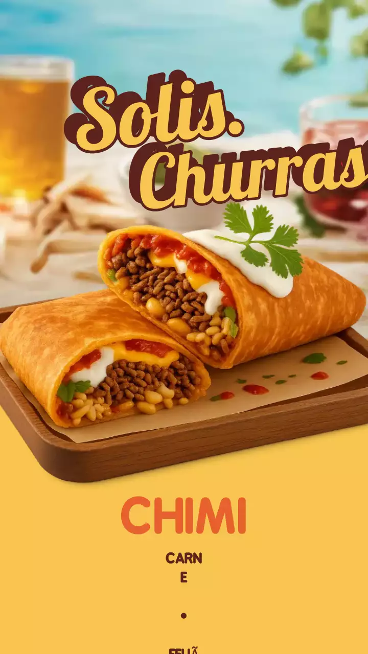História do Instagram de promoção de Chimichanga retrô amarela