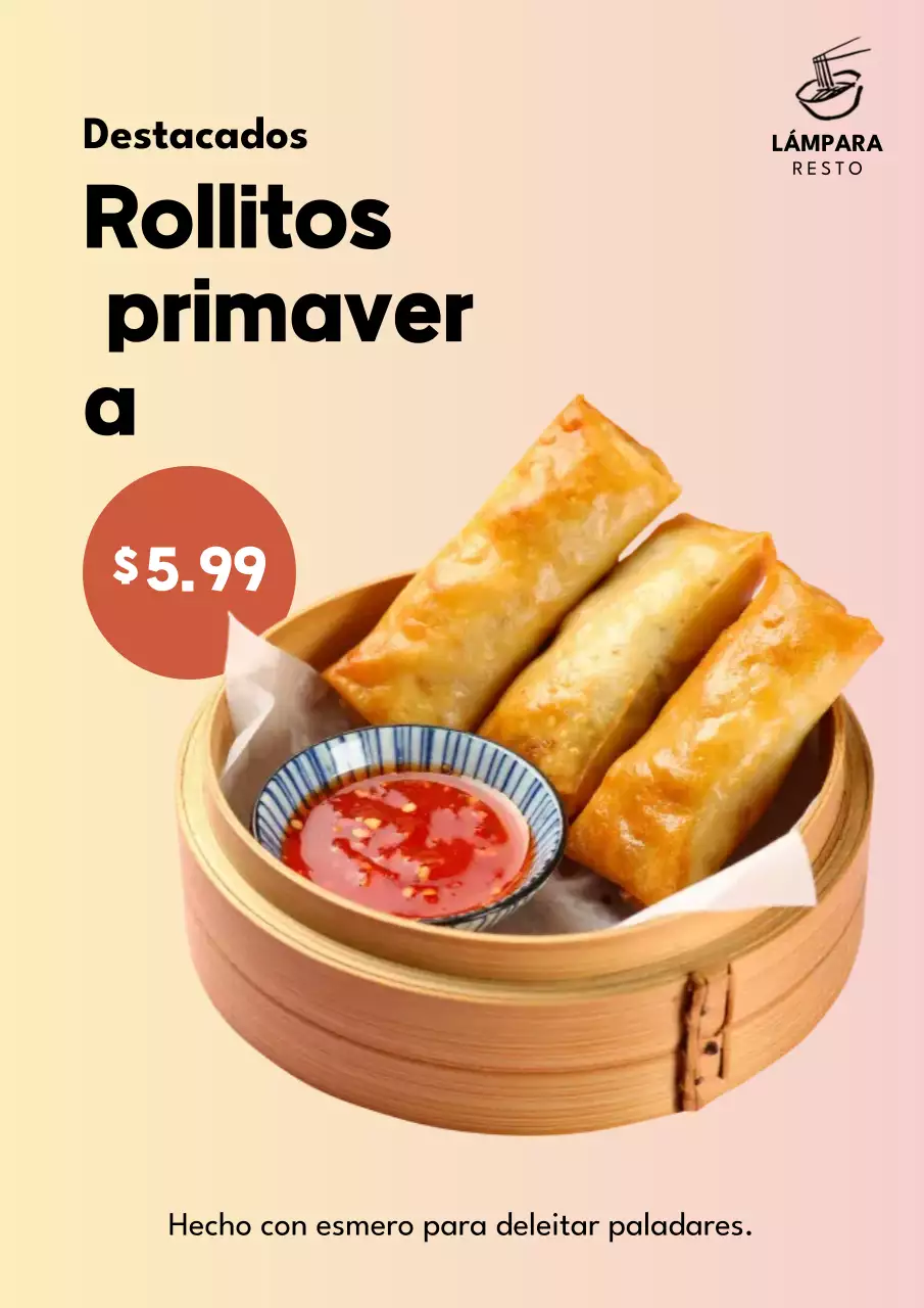 Cartel publicitario de comida moderna en tonos pastel