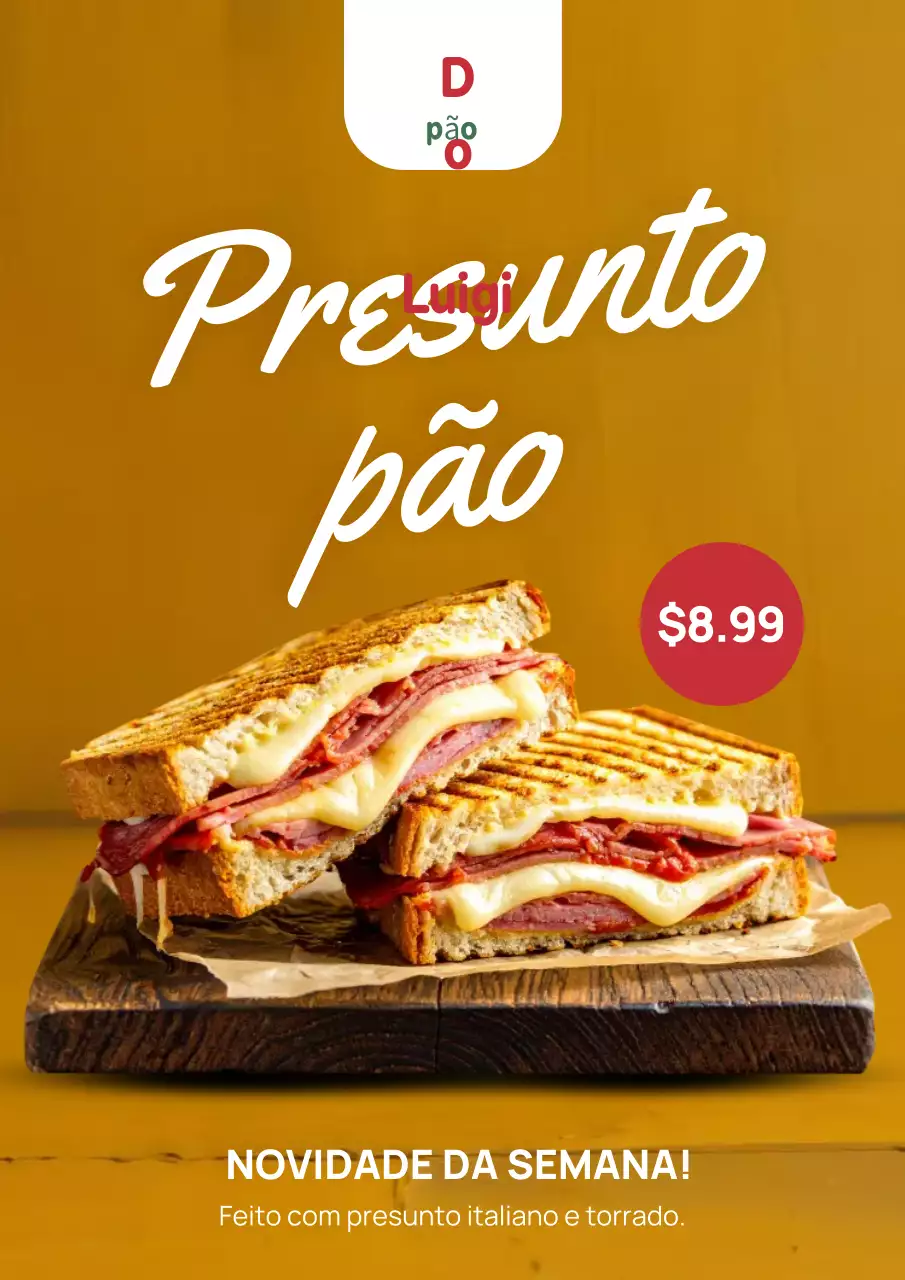 Cartaz de propaganda de sanduíche moderno marrom