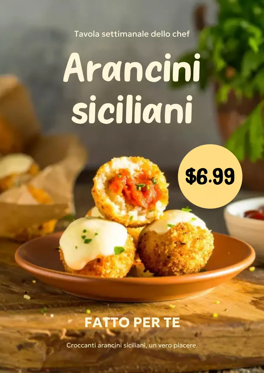 Manifesto pubblicitario di cibo rustico beige