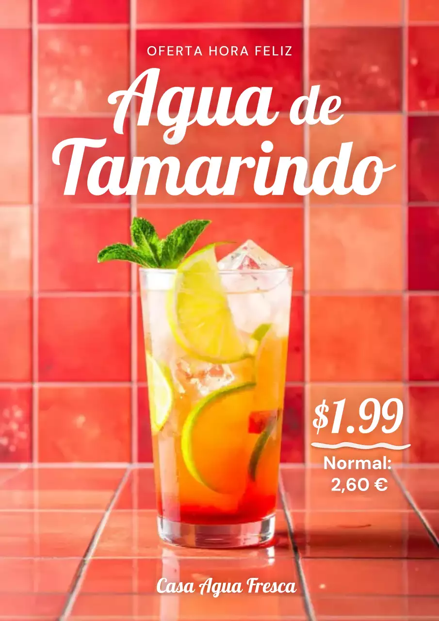 Cartel publicitario de bebidas modernas en rojo