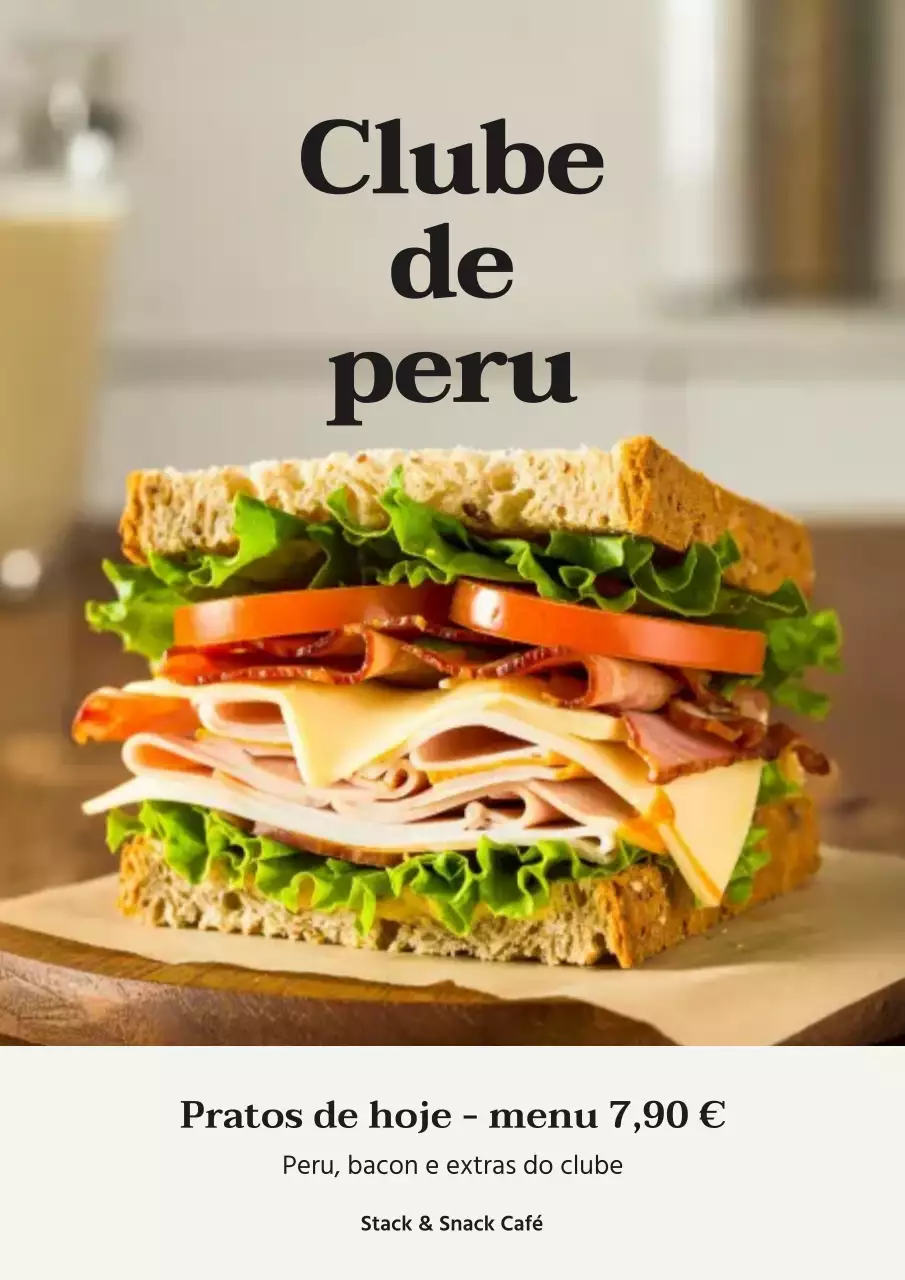 Cartaz de propaganda de sanduíche clássico bege