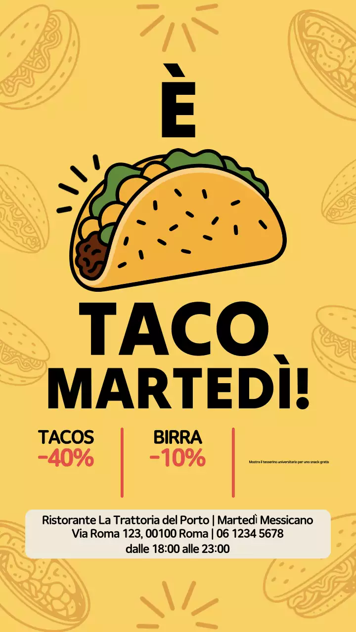 Storia di Instagram della promozione Yellow Trendy Taco