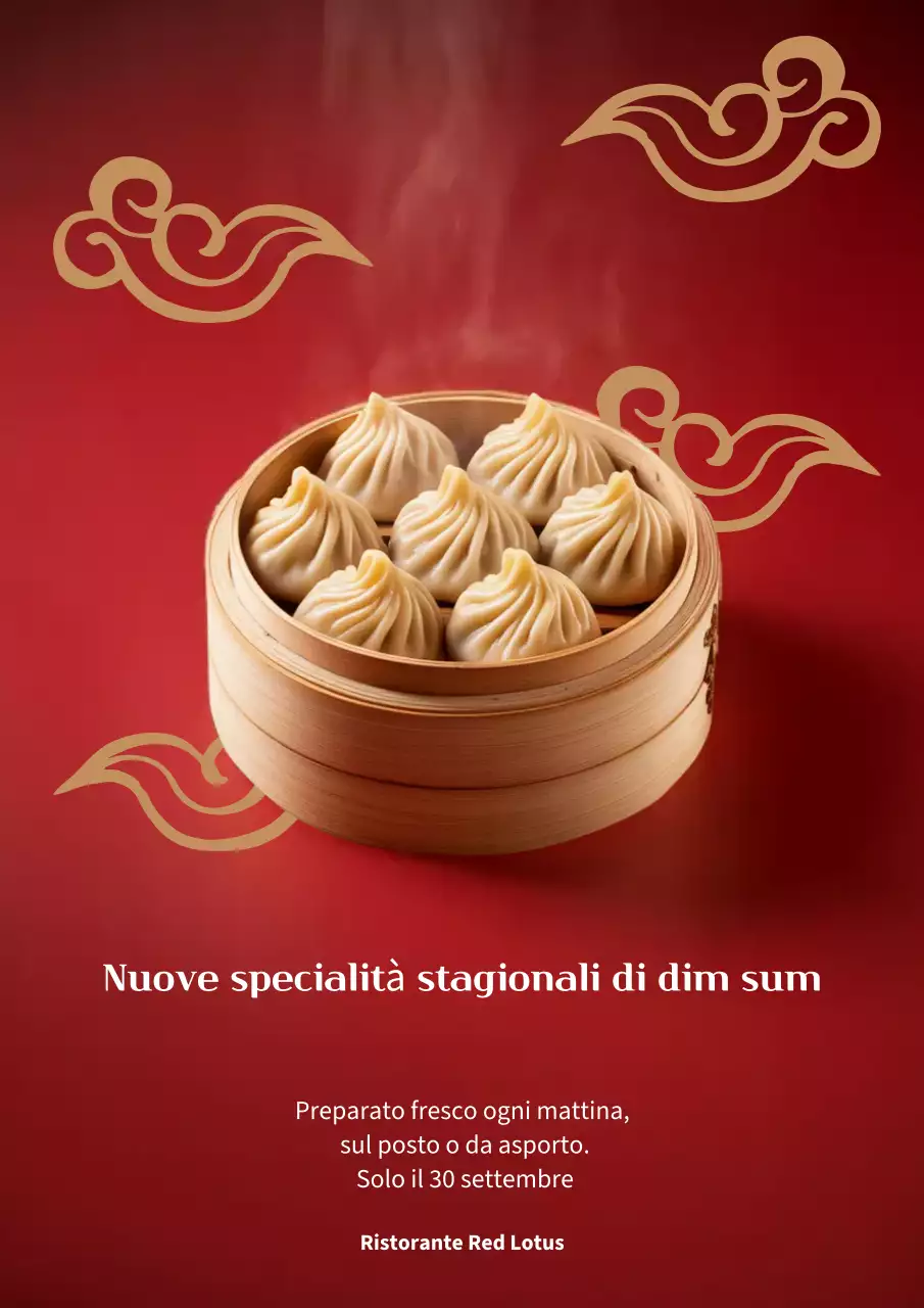 Poster promozionale del tradizionale Dim Sum rosso