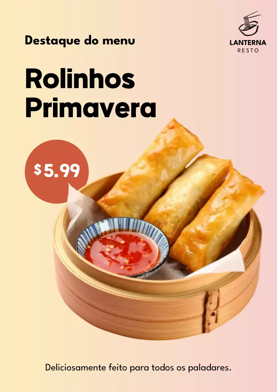 Cartaz de propaganda de comida moderna em tons pastel