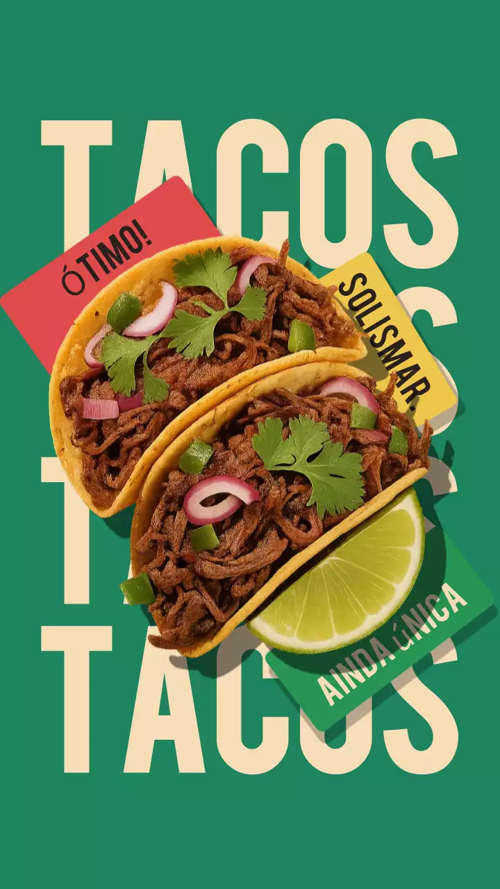 Anúncio de tacos retrô verdes no Instagram