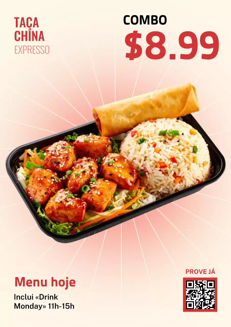 Cartaz de propaganda do cardápio de comida moderna vermelha