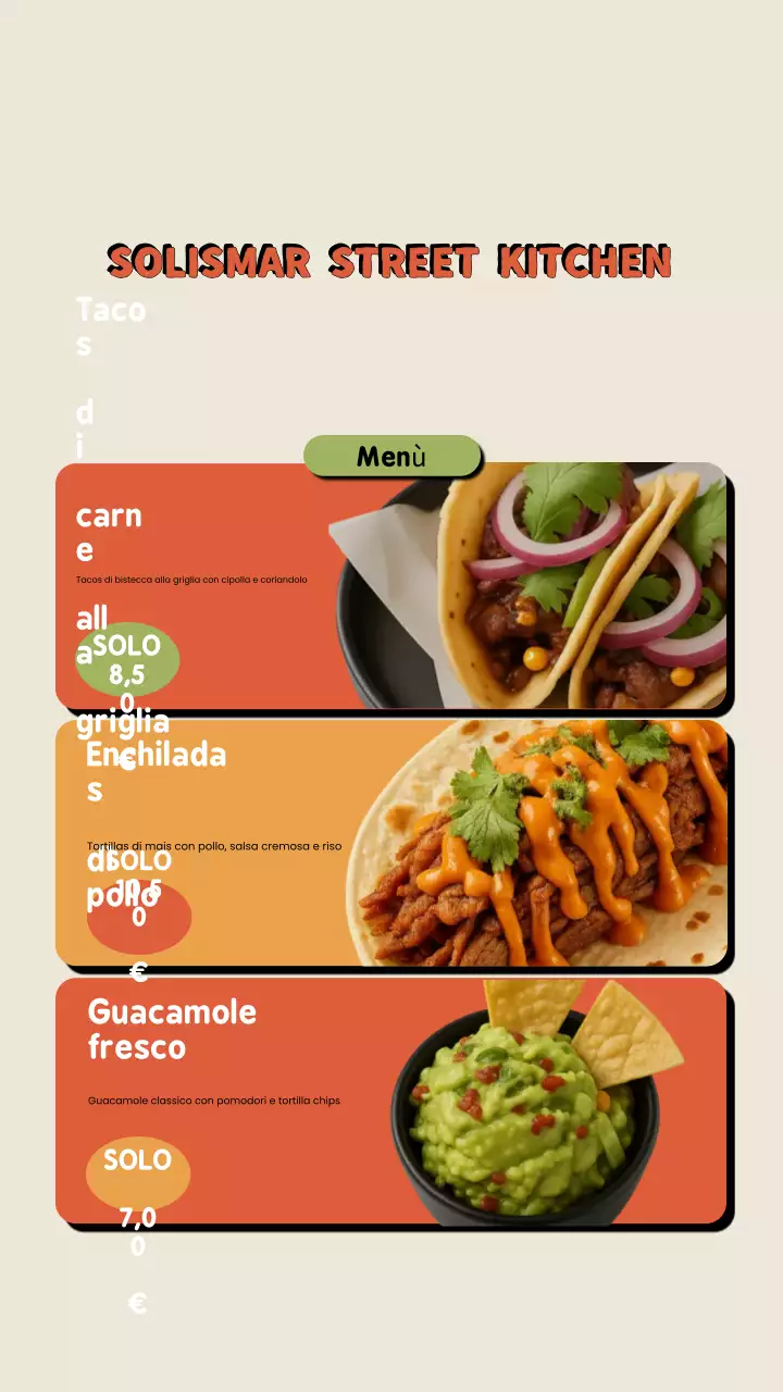 Storia di Instagram del menu di cibo rustico arancione