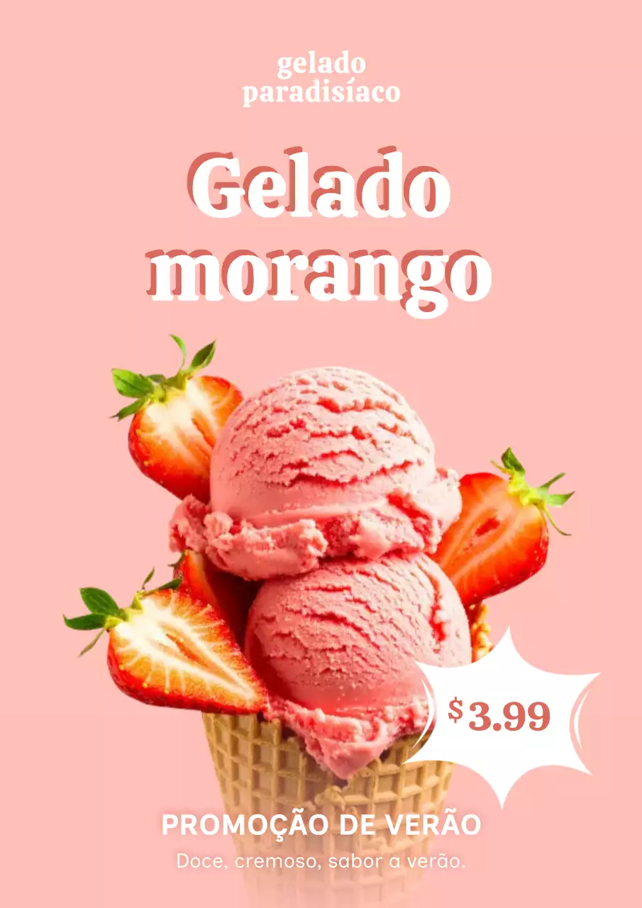 Cartaz promocional de sobremesas da moda rosa