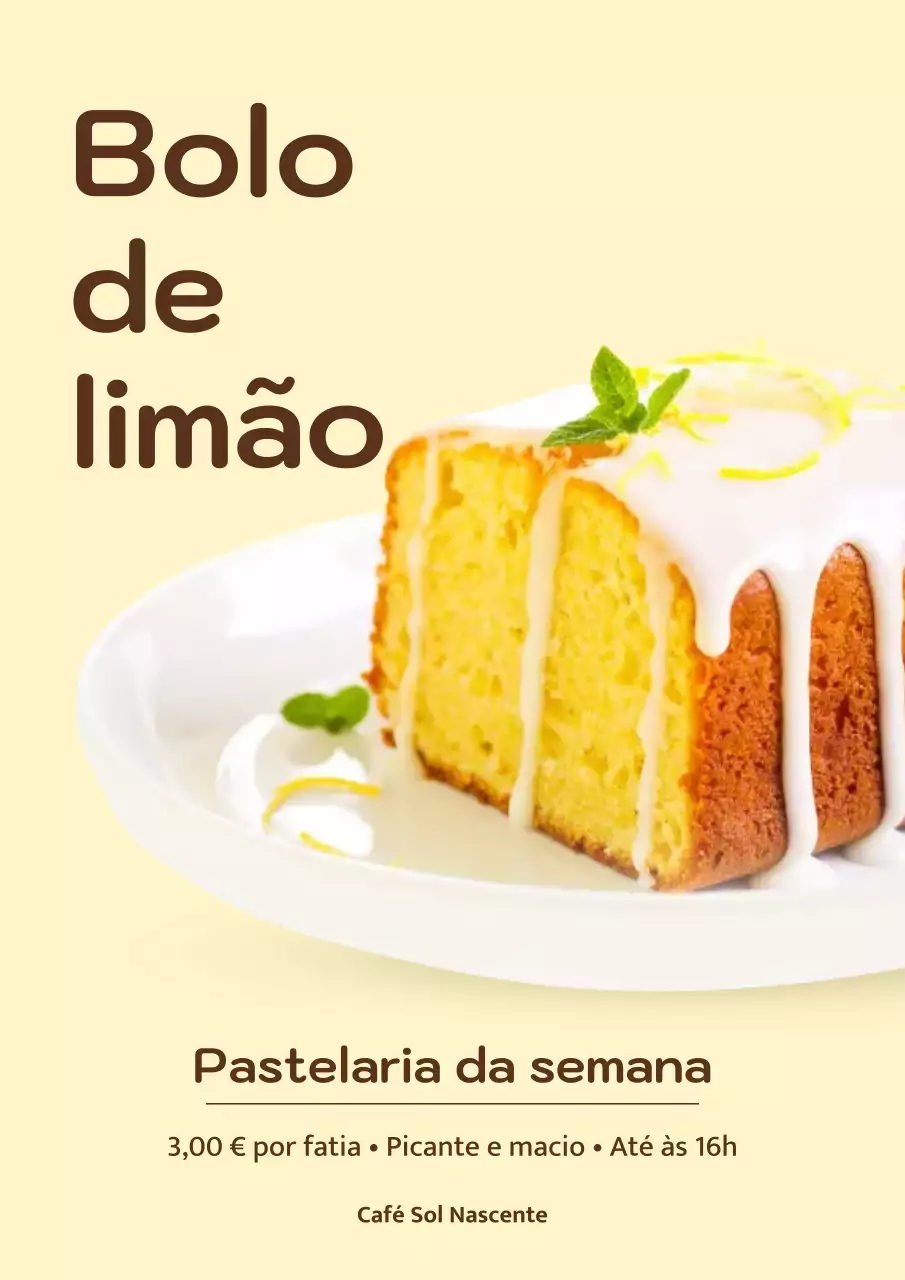 Cartaz de propaganda de pastelaria moderna amarela