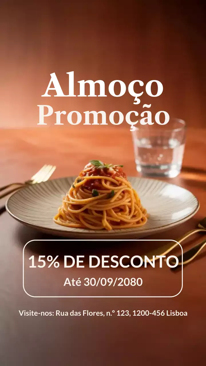 Postagem no Instagram para promoção de almoço elegante bege