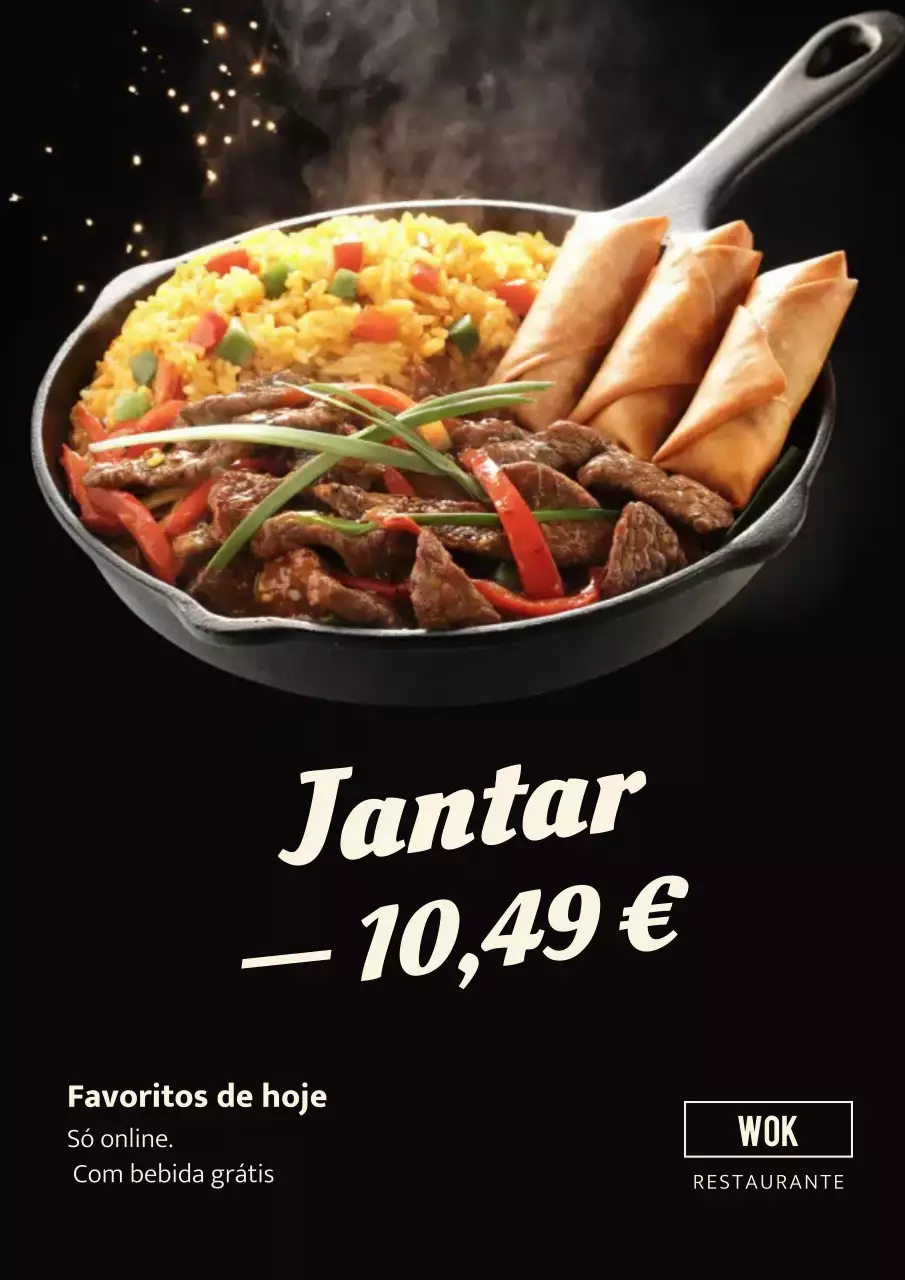 Cartaz promocional para jantar moderno em preto