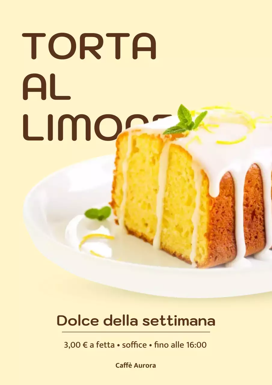 Manifesto pubblicitario di pasticceria moderna gialla