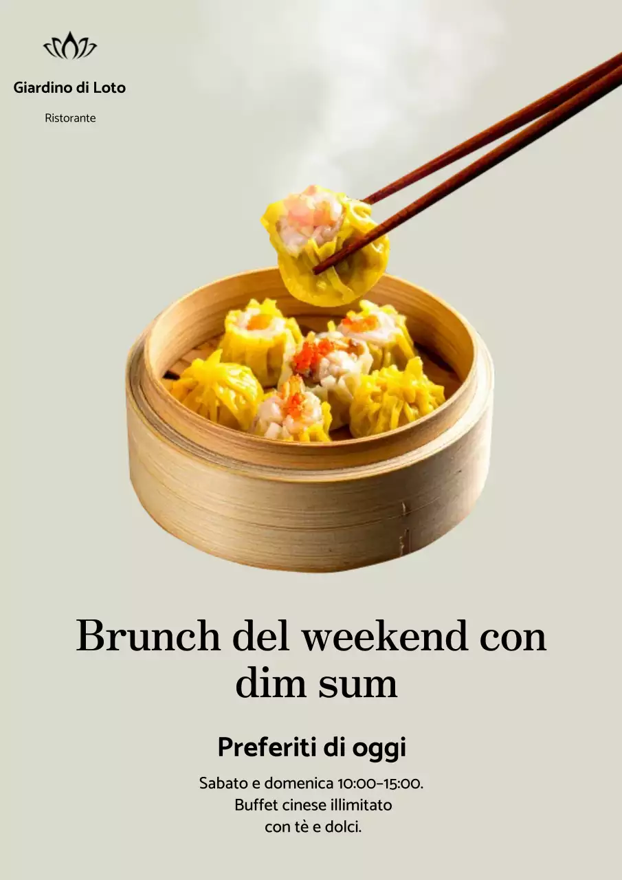 Poster del menu tradizionale Dim Sum beige