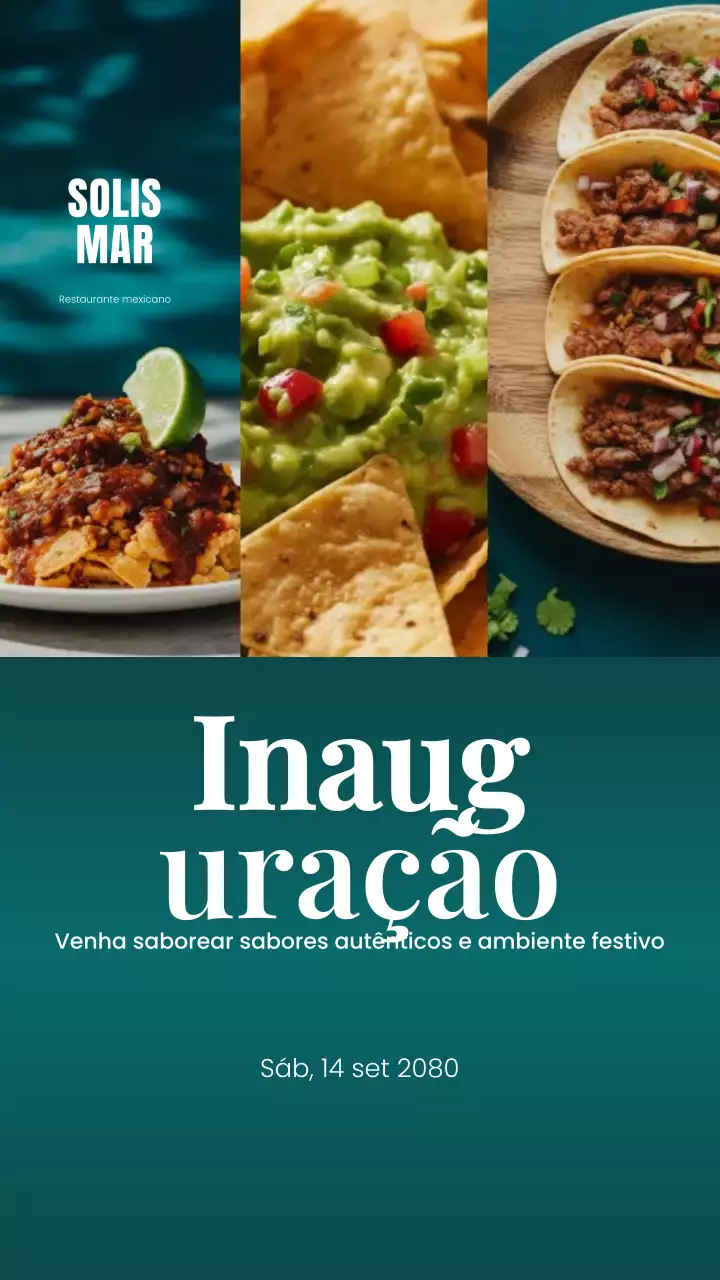 História do Instagram para promoção do restaurante Teal Modern